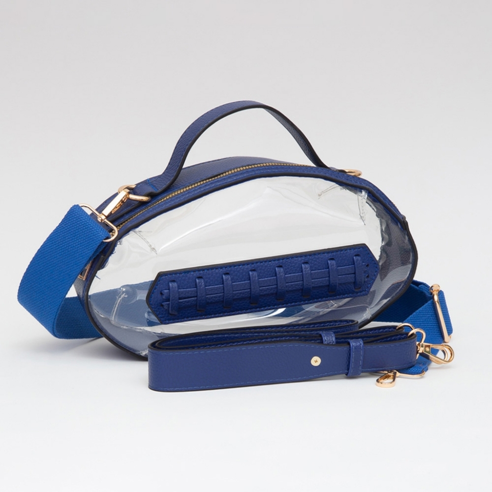Blue Clear Transparent Bag Football Purse Crossbody Statement Womens Accessory